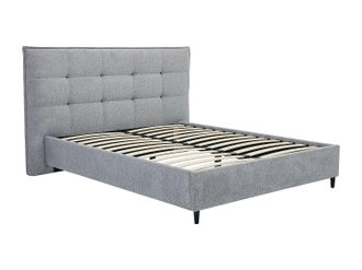 Vente-Unique Cama 180 x 200 cm con cabecero acolchado - Tela - Gris - NIRPIO
