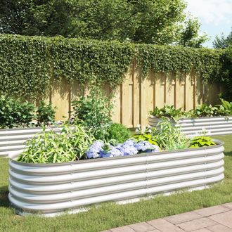 vidaXL Garden Raised Bed 94.5x31.5x17.3 Galvanised Steel Silver, 45518
