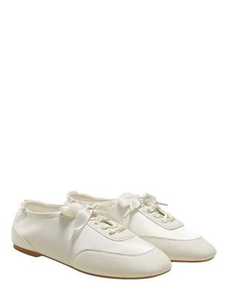 Vivaia Square-Toe Lace-Up Satin Sneakerina in Light Gold at Nordstrom, Size 9.5