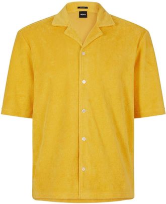 HUGO BOSS Mens Regular Fit Short Sleeve Shirt in Open Yellow - Size X-Large