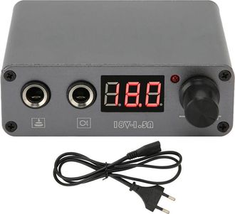 OEM Fuente De Alimentaci&oacute;n Usb Para Tatuajes De Aleaci&oacute;n De Aluminio Gris Plateado Con Pantalla Digital Led, Transformador Regulador De 100-230 V, Enchufe