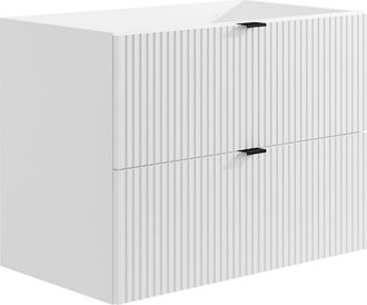 Vente-Unique Mueble suspendido para lavabo estriado - Blanco - Ancho 80 cm - ZEVINI