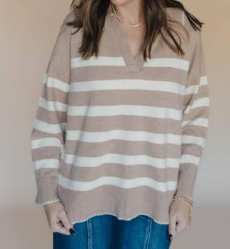 Entro Save Your Tears Striped Sweater In Taupe
