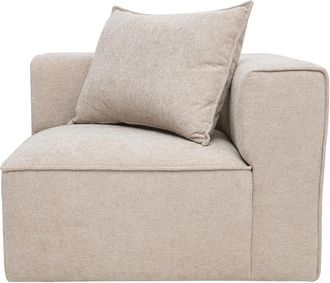 Miliboo M&oacute;dulo De Esquina Derecha Para Sof&aacute; En Tejido Efecto Terciopelo Texturizado Beige Kerry