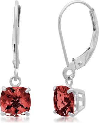 MAX + STONE Solid 10K Yellow, White or Rose Gold 6mm Cushion Cut Gemstone Dangle Earrings