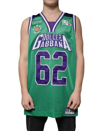 Dolce & Gabbana Mens Green Polyester Jersey Sleeveless T-Shirt