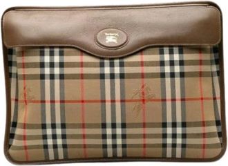 Burberry Pre-owned Clutches, female, Beige, Size: ONE SIZE Pre-owned Canvas clutches