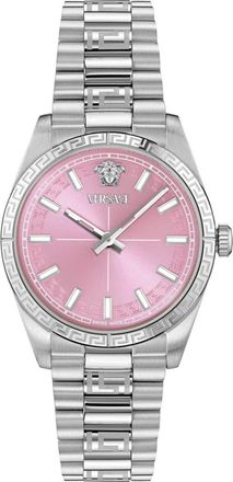Versace Millenyium Pink Dial Bracelet Watch, 32mm in Stainless Steel at Nordstrom