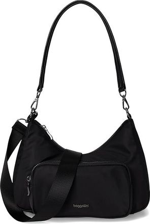 Baggallini Savannah Crossbody Cross Body Womens Handbags Black Twill, Leather/Nylon/Polyester