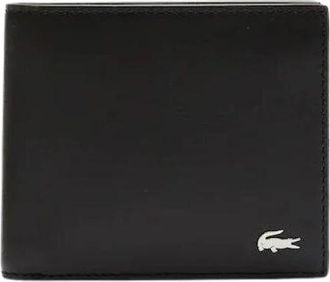 Lacoste Slanke Billfold Italiaanse Leren Portemonnee - Heren - Portefeuilles - Zwart - ONE Size - Leer - Accessoires