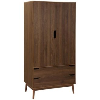 Sweeek Sweeek - Vintage wooden wardrobe with 2 doors, 2 drawers, 1 rod