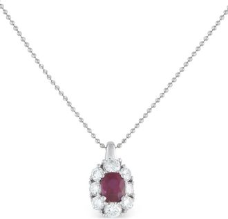 Luxury Bazaar platinum pendant diamond and ruby necklace - Silver