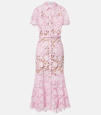 Self Portrait Abito chemisier in pizzo con cintura