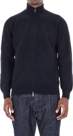 Barba Ribbed Full Zip Virgin Wool Sweater
