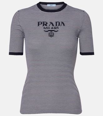 Prada Logo striped silk sweater