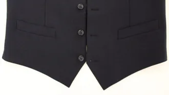 Dolce & Gabbana Blue Wool Formal Dress Vest Mens Gilet