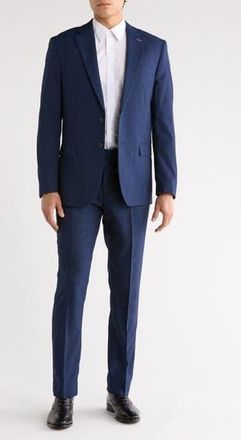 Scotch & Soda Classic Fit Windowpane Suit in Navy at Nordstrom Rack, Size 44 - R