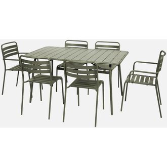 Sweeek Tavolo da giardino pieghevole in metallo, 2 poltrone e 4 sedie