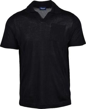 Drumohr Silk Knit Polo Shirt - Black