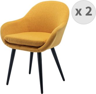 Moloo Silla escandinava tela mostaza patas de metal negro (x2)