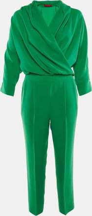 Carolina Herrera Green Crepe Faux Wrap Top & Pants Set