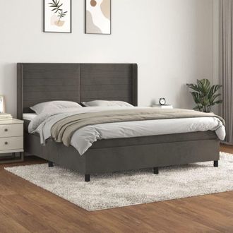 vidaXL Cama Box Spring Con Colch&oacute;n Terciopelo Gris Oscuro 180x200 Cm Vidaxl