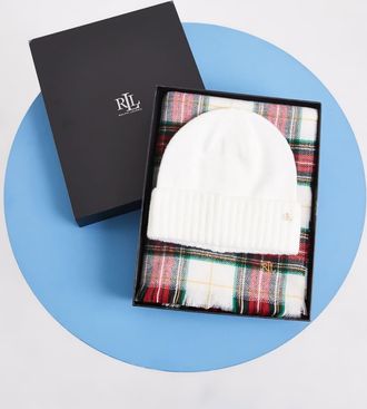 Ralph Lauren cofanetto regalo con cappello intrecciato color crema-Bianco
