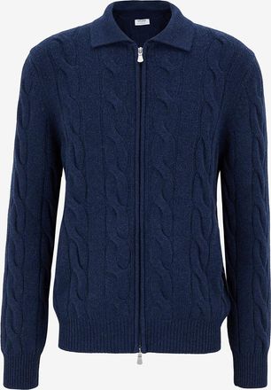 Gran Sasso Zopfstrickcardigan aus Kaschmir mit Zip