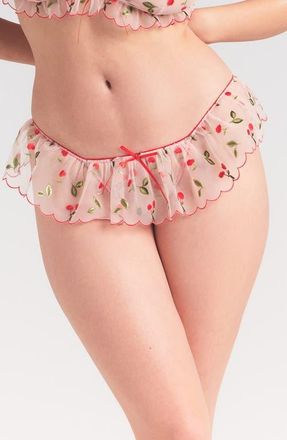 SKIMS Embroidered Tulle Skirt Bikini in Primrose Cherry Tulle at Nordstrom, Size X-Small