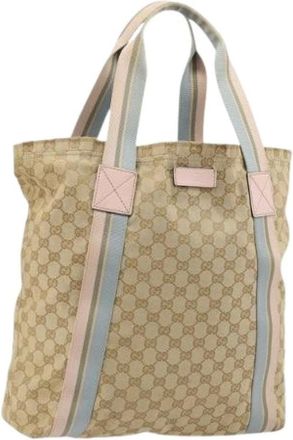 Gucci Pre-owned Tote Bags, female, Beige, Size: ONE SIZE Pre-owned Vintage GG Canvas Tote Bag