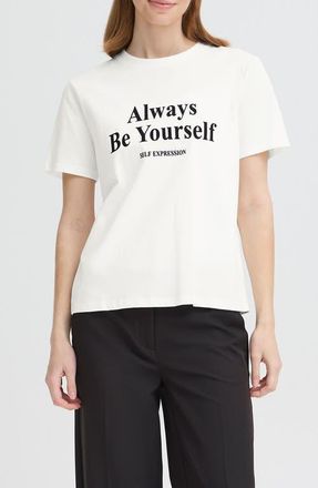 Ichi Ihrubby Be Yourself Cotton Graphic T-Shirt in Cloud Dancer/White at Nordstrom, Size Xx-Large