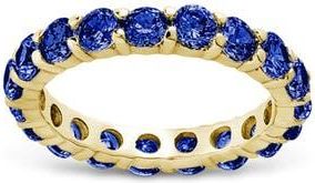 Sterling Forever Gracie Cubic Zirconia Eternity Ring in Gold/sapphire at Nordstrom, Size 10