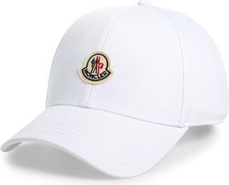 Moncler Logo Patch Adjustable Baseball Cap in White at Nordstrom