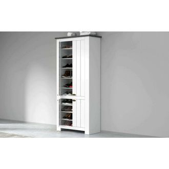 Dmora Scarpiera Shirley, Porta scarpe salvaspazio a 4 ante, Armadio multifunzione da ingresso, 84x42h200 cm, Bianco e Ardesia - Dmora