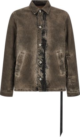 Rick Owens Gray Cotton Denim Mens Jacket