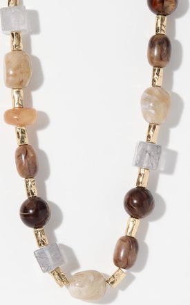 Simons Womens Large natural coloured stone necklace