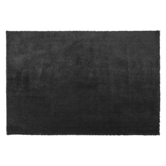 Beliani Beliani - Alfombra Negra 140 X 200 Cm Poli&eacute;ster Hecho A Mano Pelo Largo Evren