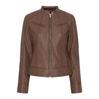 BTF-CPH Biker Jacket Skind 100203 - Dames - Leren en Su&egrave;de Jassen - Grijs - L - Leer - Jassen