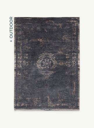 Louis De Poortere Dise&ntilde;o Medall&oacute;n - Alfombra Medall&oacute;n Del Mundo Desvanecido - Hecha En B&eacute;lgica - Acabado A Mano - Antideslizante Natural - 100% Algod&oacute;n - Negro Mineral 