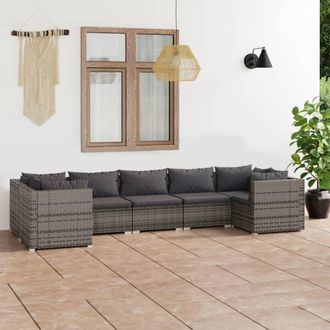 vidaXL 7 Pcs Garden Lounge Set Con Coj&iacute;n Mimbre Pe Gray