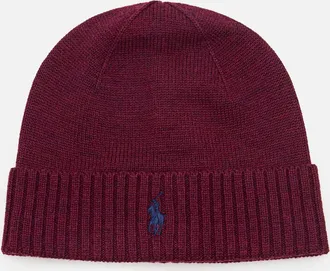 Ralph Lauren Red Embroidered Logo Beanie Hat