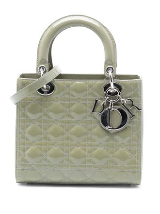 Dior 2015 Medium Patent Cannage Lady Dior satchel - Verde