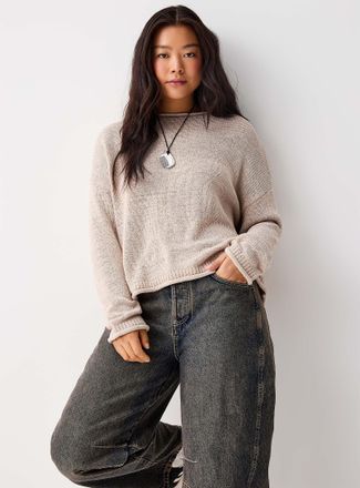 Twik Womens Rolled edging boat-neck sweater