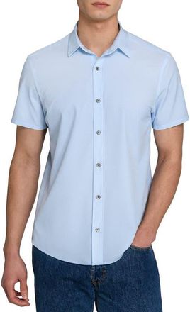 W.R.K Abstract Geo Performance Short Sleeve Button-Down Shirt in Light Blue at Nordstrom, Size Xx-Large