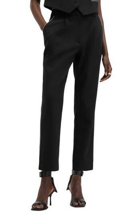 AllSaints Atlas Krys Crystal Stripe Pleated Ankle Pants in Black at Nordstrom Rack, Size 6 Us / 10 Uk