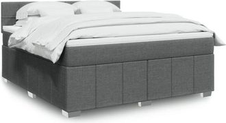 vidaXL Cama Box Spring Con Colch&oacute;n Tela Gris Oscuro 180x200 Cm Vidaxl