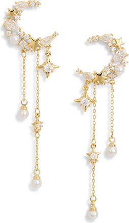 Eye Candy Los Angeles Rumi CZ Moon Drop Earrings in Gold at Nordstrom Rack