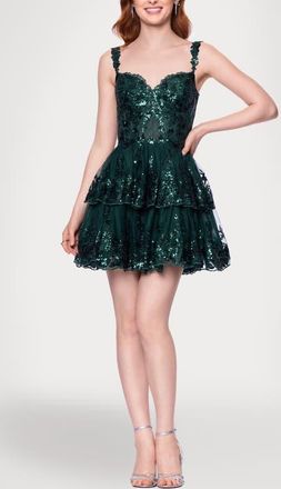 Blondie Nites Sequin Lace Minidress in Hunter at Nordstrom, Size 15