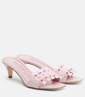 Manolo Blahnik More embroidered leather mules