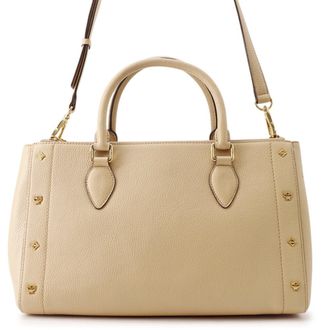 MCM Mcm Visetos Beige Leather Handbag Tote Bag (Pre-Owned)